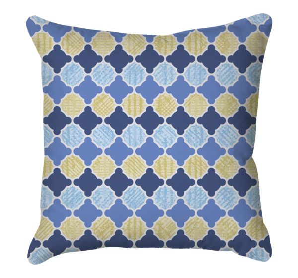 Blue & Yellow Geometric Scatter Cushion