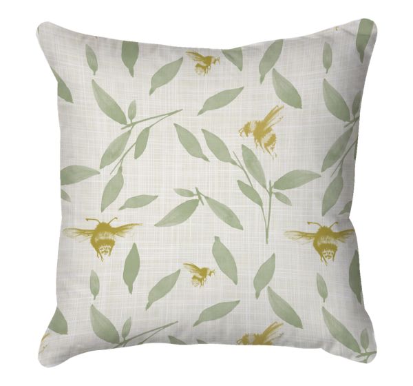 Green Flower & Bee Scatter Cushion