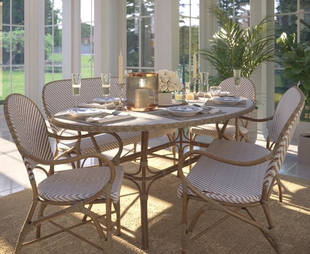 Laura Ashley – Riviera Bench & Dining Chair Set (Natural & White)