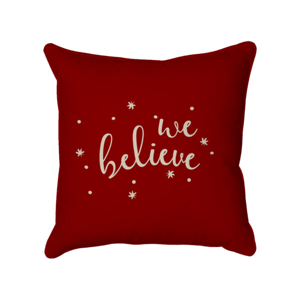 red-we-believe-christmas-cushion