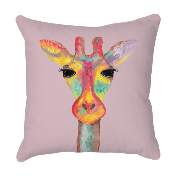 Giraffe outdoor pink scatter cushion
