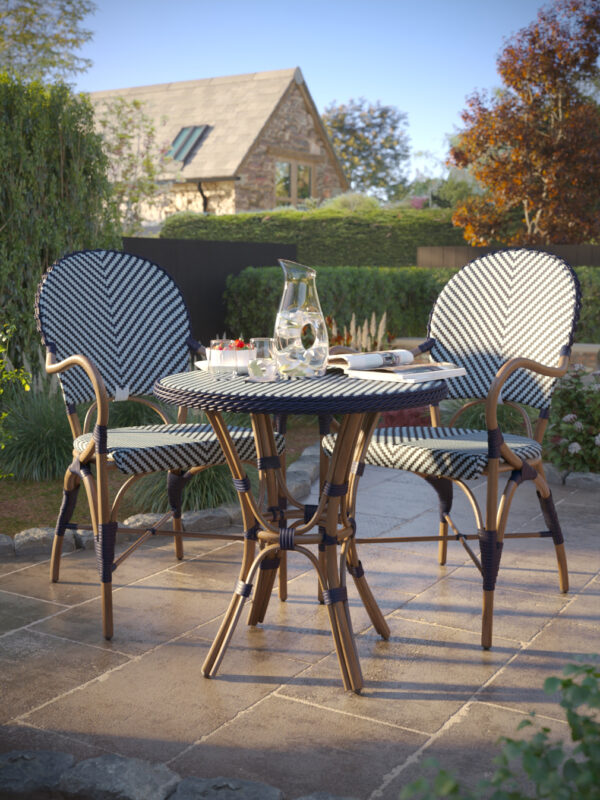 Laura Ashley - Riviera Bistro Set (Navy & Chambray) - Daro Cane Furniture